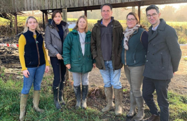 Marisa, Ellie and residents at Manor Farm